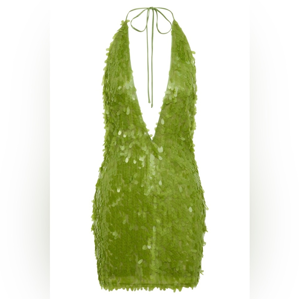 Sequin Halter Mini Dress - Parakeet Green